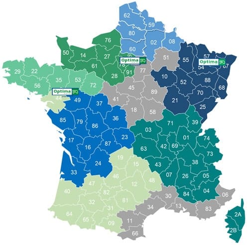 Optima System : carte des commerciaux 2023